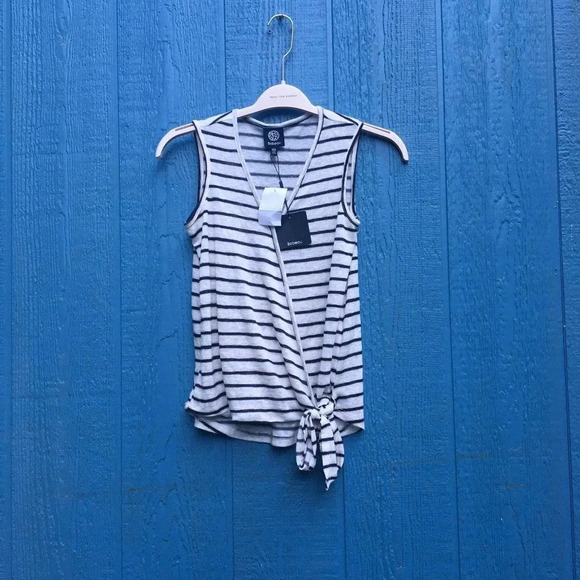 Bobeau Women's Slub Knit White Black Stripes Tank Top Size XXS NWT - Picture 2 of 5